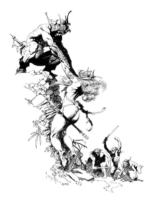 BW A Fighting Man Of Mars I By Frank Frazetta