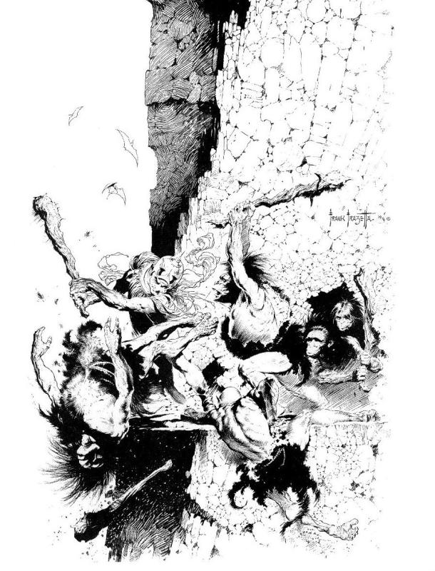 BW Caveman By Frank Frazetta