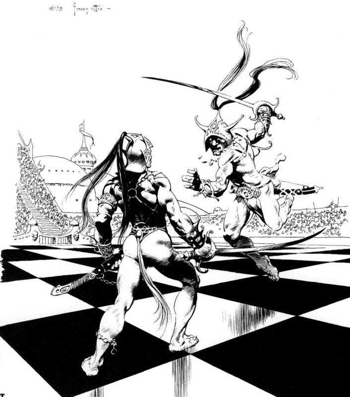 BW Chessmen Of Mars II By Frank Frazetta