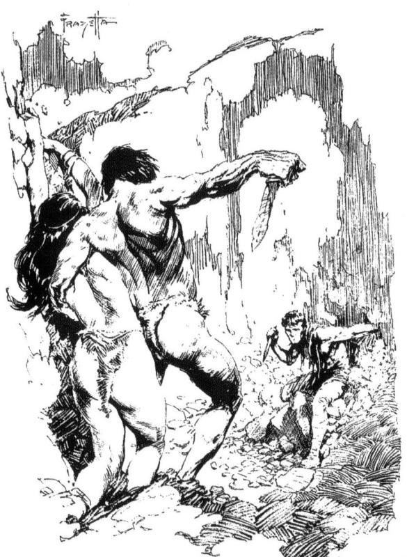 BW Tarzan Confronts An Enemy By Frank Frazetta