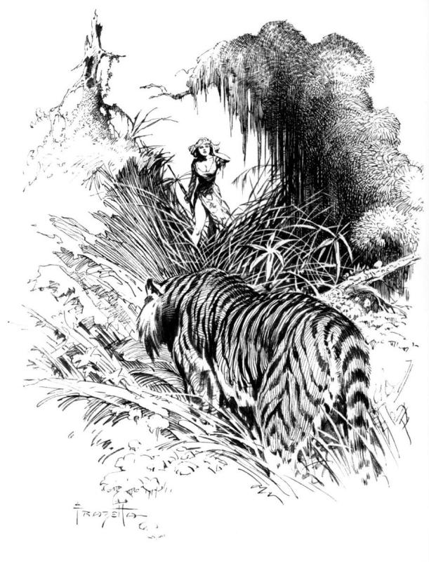 BW Tarzan And The Castaways By Frank Frazetta