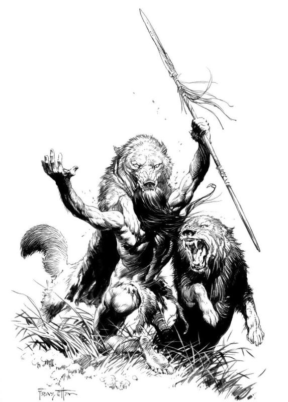 BW Tarzan And The Earths Core By Frank Frazetta