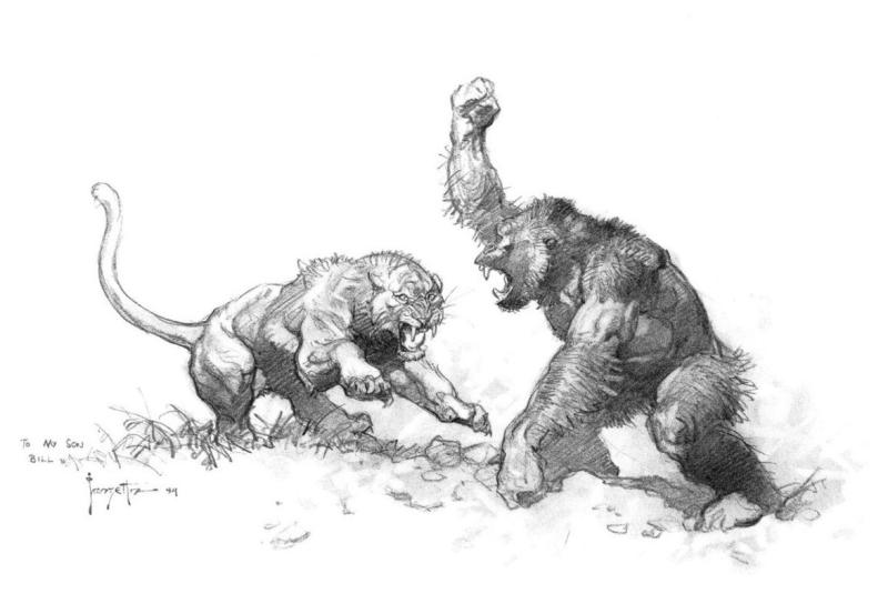 BW Tooth And Claw By Frank Frazetta