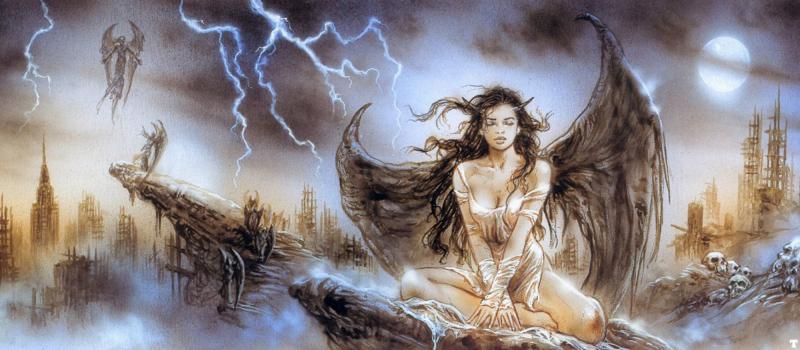 Evolution Fallen Angel Sketch 001 By Luis Royo