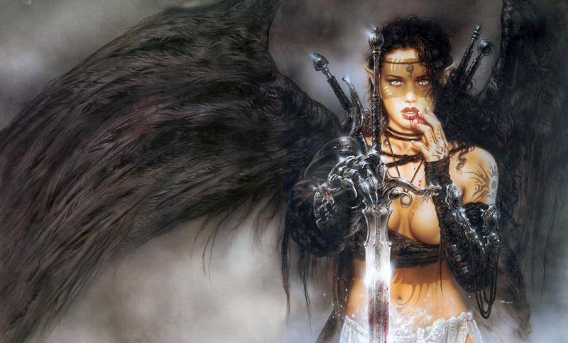 Fantastic Art Dark Elfs Kiss Stitched By Luis Royo