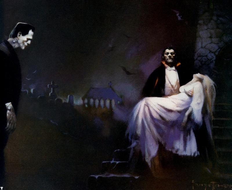 Frankenstein And Dracula By Frank Frazetta