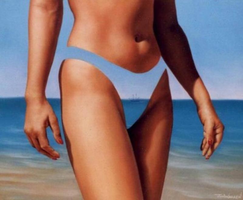 girl in the sea thru bikini