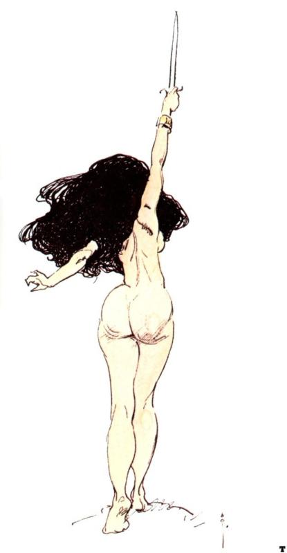 Girl With Dagger Raised By Frank Frazetta