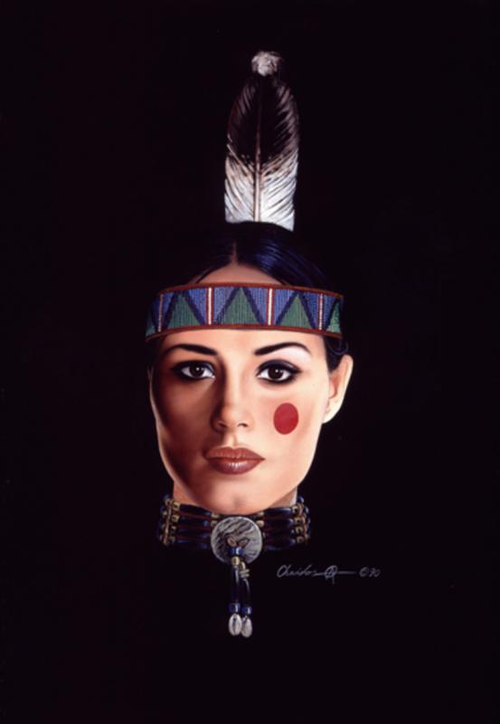 Indian Girl Feather By Chris Achilleos