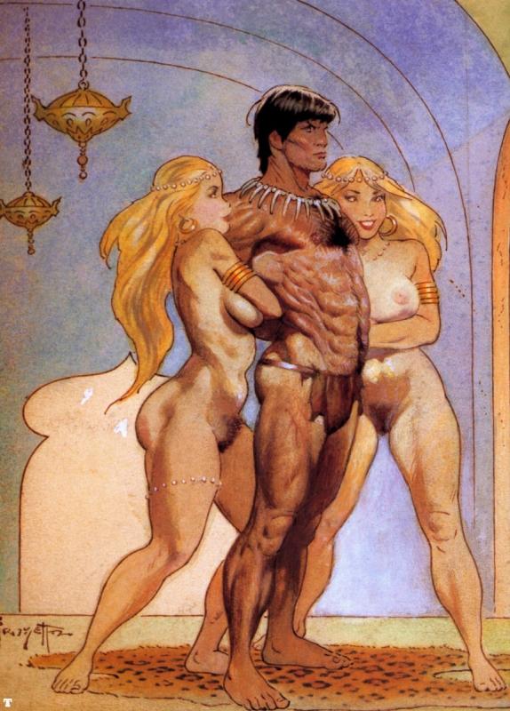 Tarzan Meets Laof Opar II By Frank Frazetta