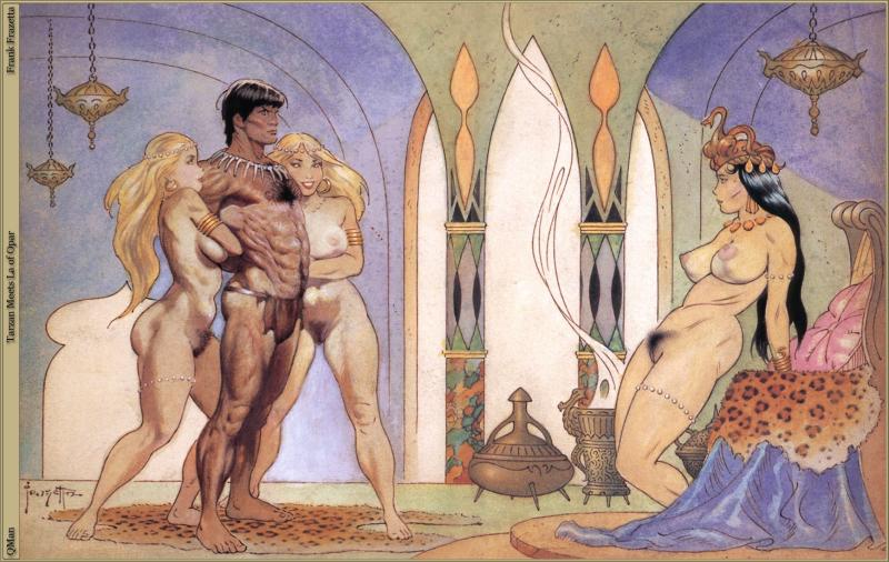Tarzan Meets Laof Opar By Frank Frazetta