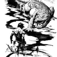 bw Tarzan Against the Giant Alligator